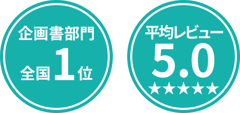 企画書部門全国1位、平均レビュー5.0